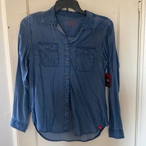 Denim-inspired button down